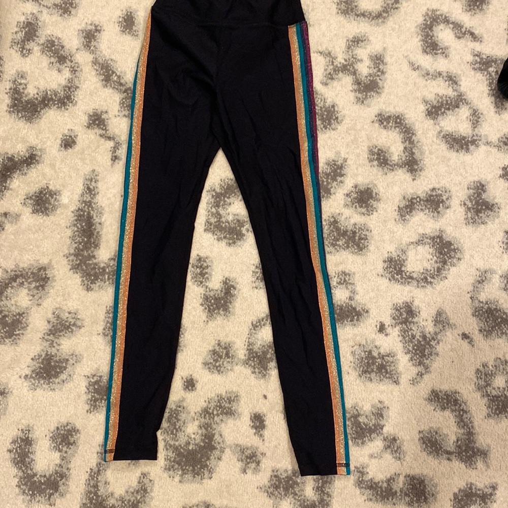 Spiritual Gangster Glitter Rainbow Stripe Leggings XS